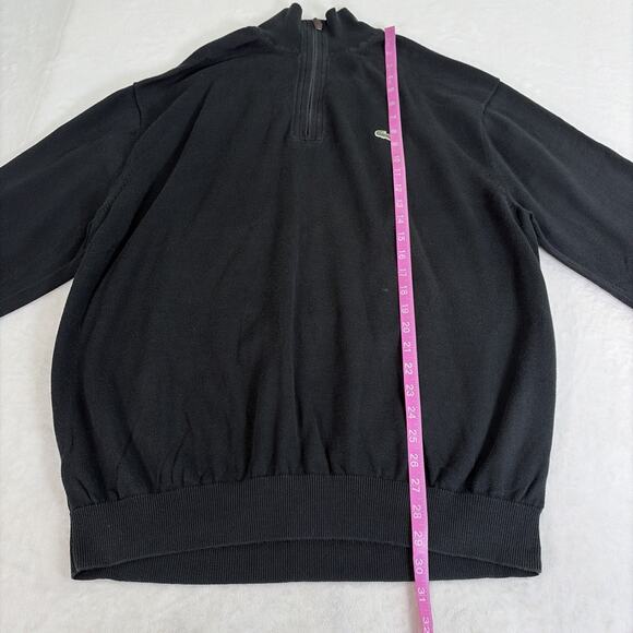 Lacoste Sweater Mens Size 9 Black 100% Cotton 1/4 Zip Pullover Long Sleeve Chrty - Picture 2 of 10